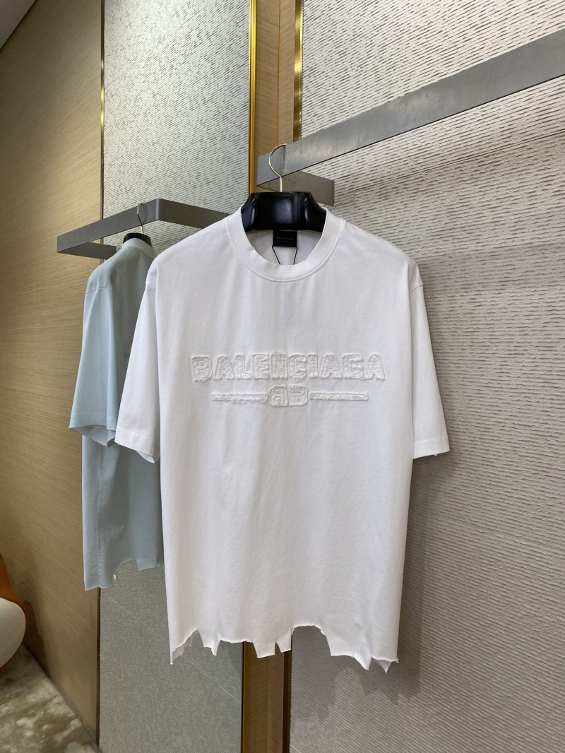 Balenciaga Applique Embroidery Aged Short Sleeve T-Shirt White 4