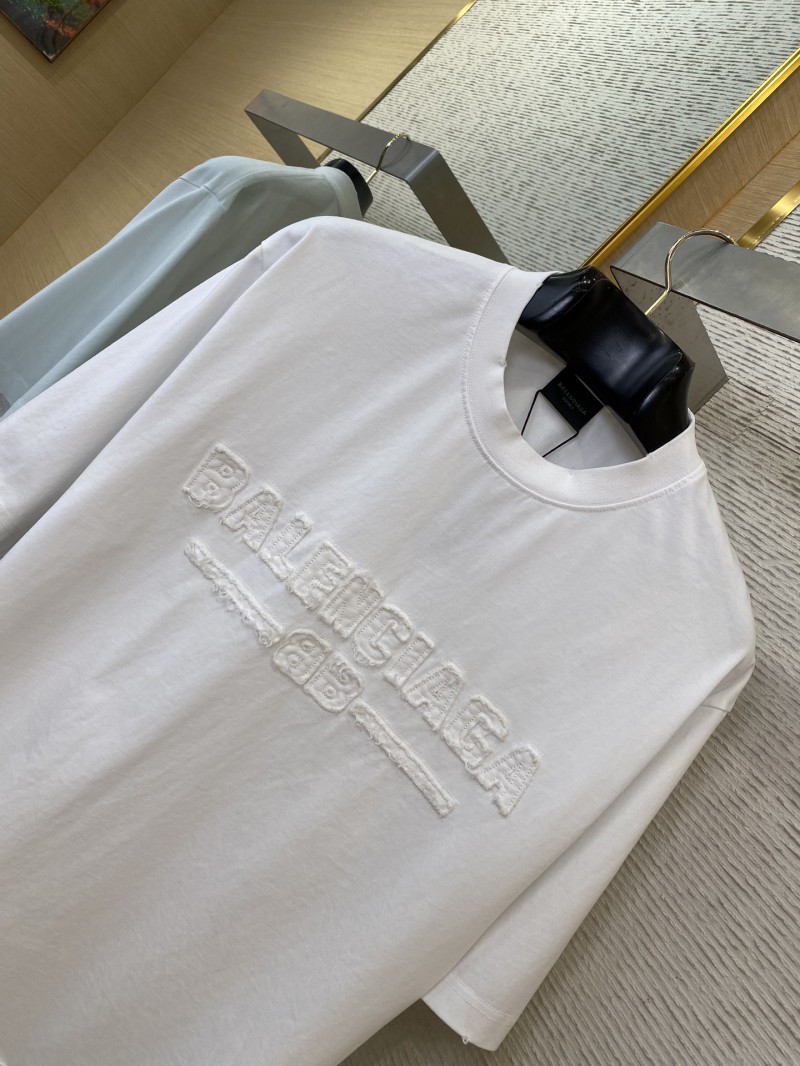 Balenciaga Applique Embroidery Aged Short Sleeve T-Shirt White 5