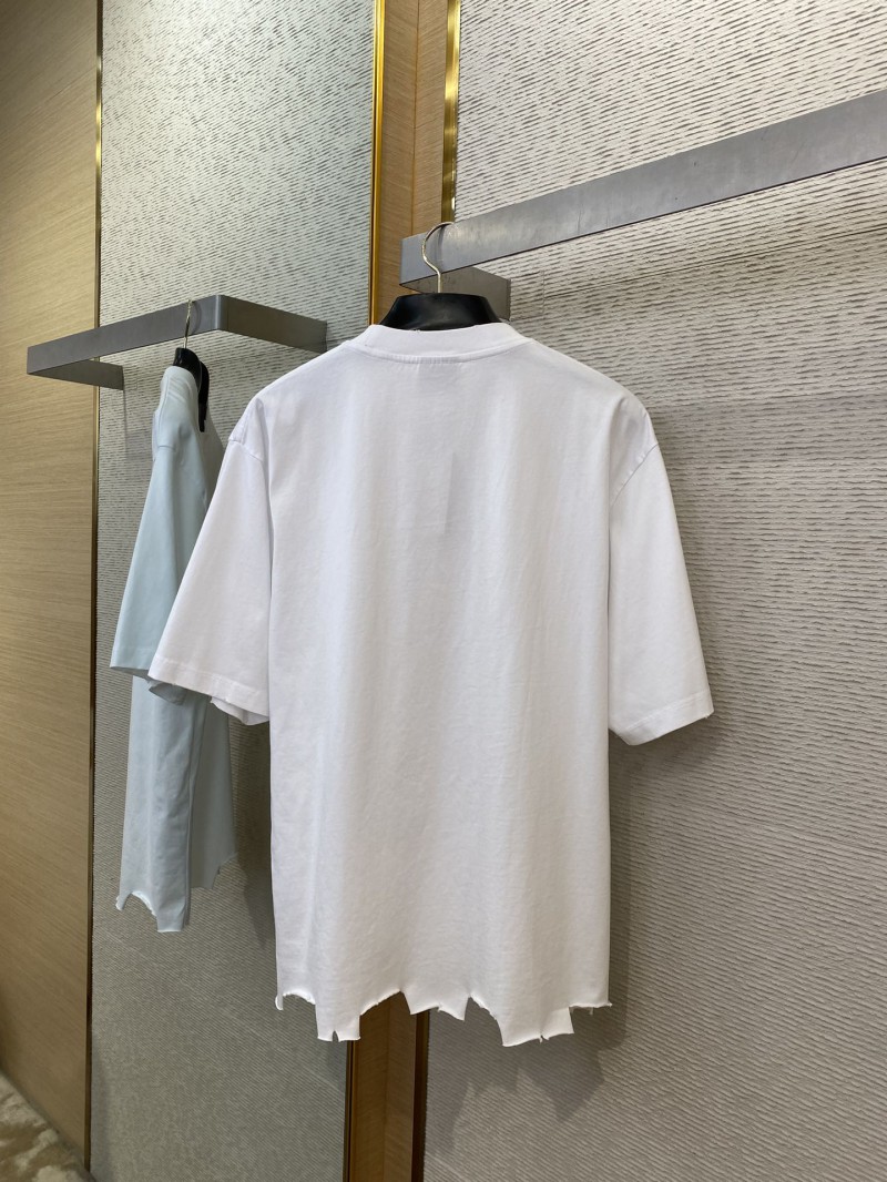Balenciaga Applique Embroidery Aged Short Sleeve T-Shirt White 6