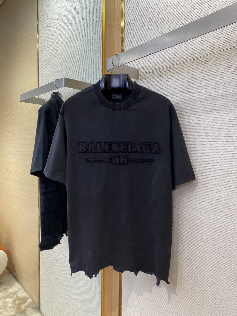 Balenciaga Appliqu?? Embroidery Aged Short Sleeve T-Shirt Black 4