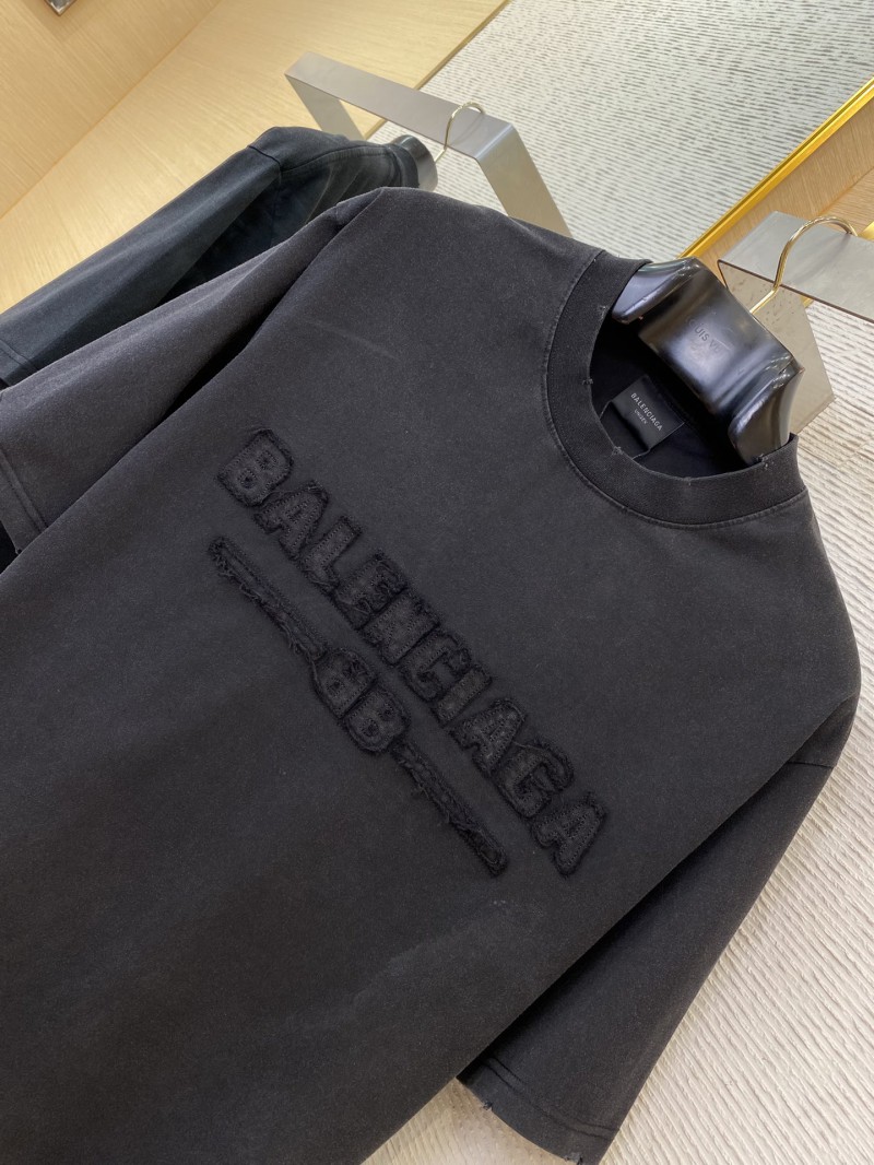 Balenciaga Appliqu?? Embroidery Aged Short Sleeve T-Shirt Black 5