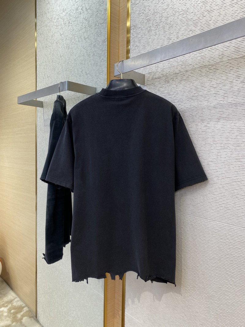 Balenciaga Appliqu?? Embroidery Aged Short Sleeve T-Shirt Black 6