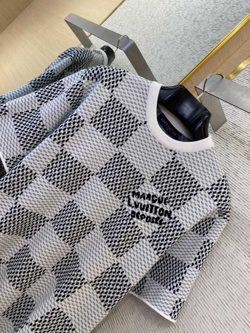 LV Checkered Knit Short Sleeve T-Shirt White 5