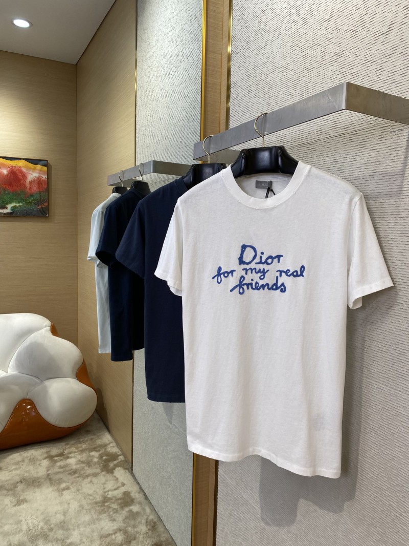 Dior co-branded embroidered short-sleeved T-shirt navy 2