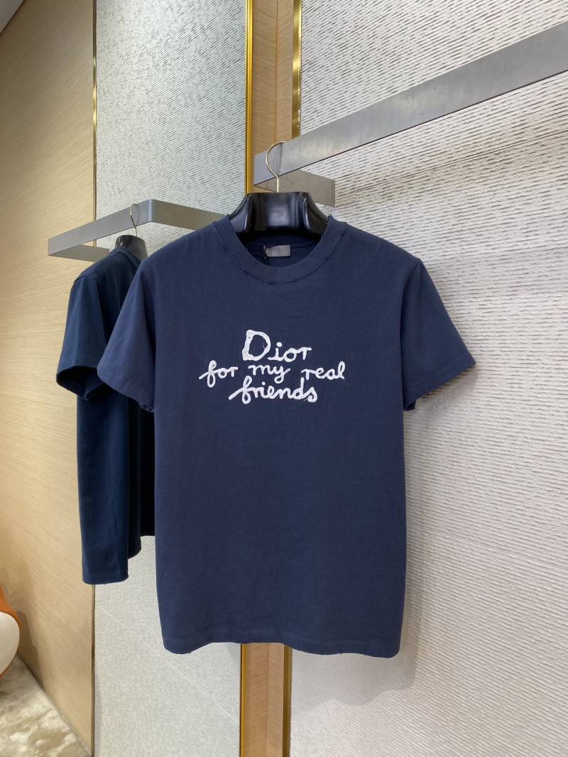 Dior co-branded embroidered short-sleeved T-shirt navy 4
