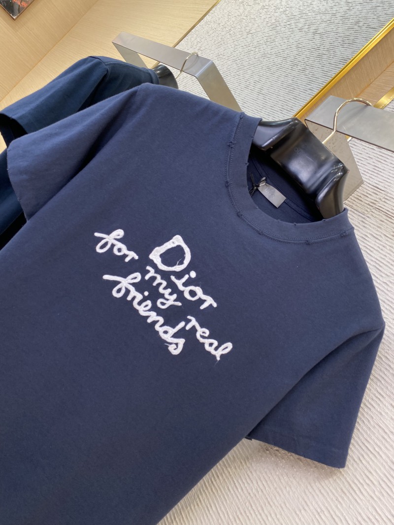 Dior co-branded embroidered short-sleeved T-shirt navy 5