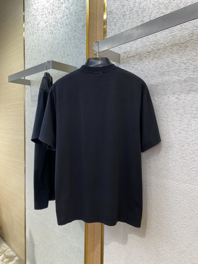Balenciaga Wheat ears Letters Embroidered Short Sleeve T-Shirt Black 6