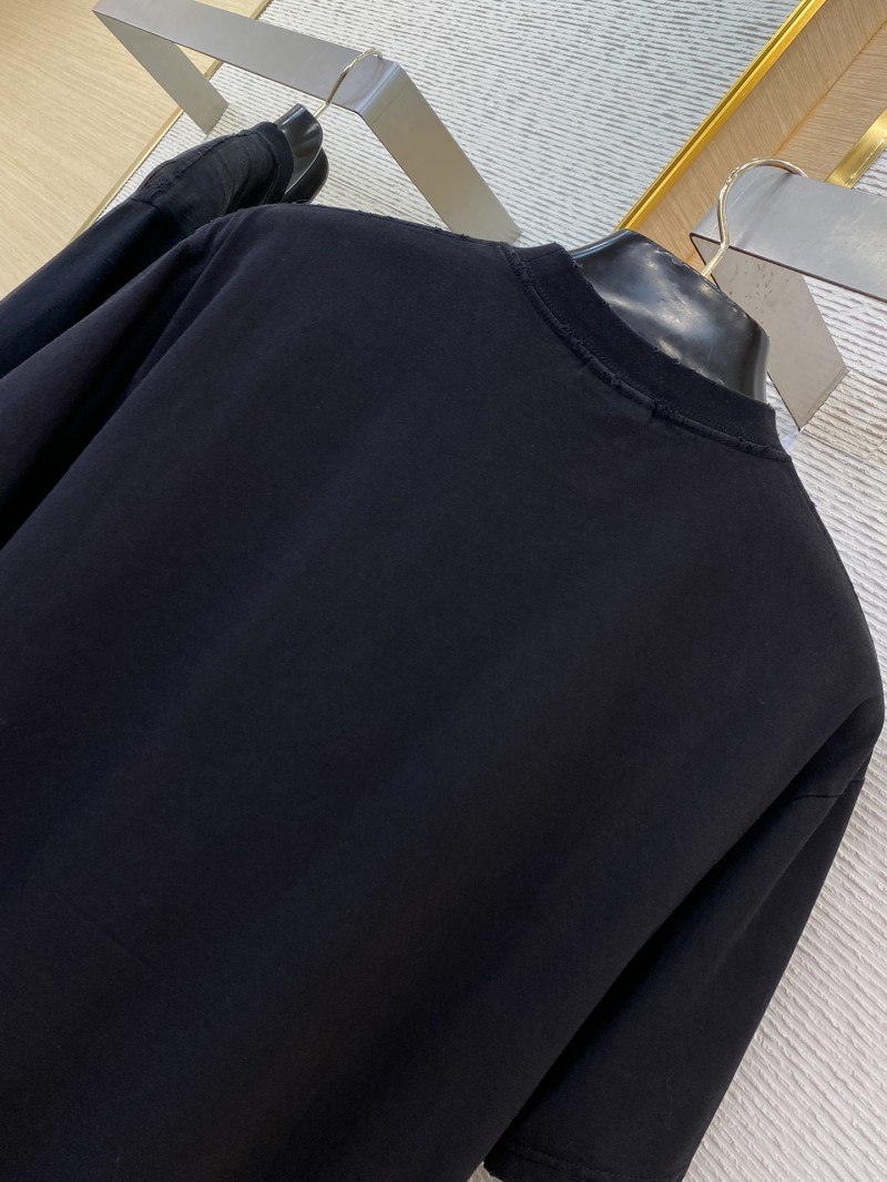 Balenciaga Wheat ears Letters Embroidered Short Sleeve T-Shirt Black 7