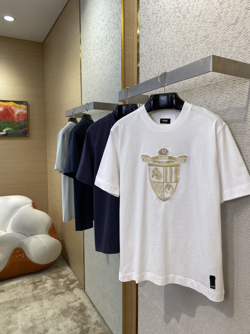 Fendi Emblem Embroidered Short Sleeve T-Shirt White 2