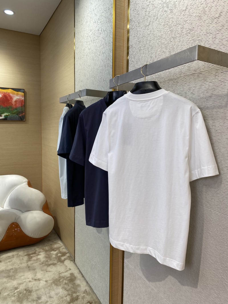 Fendi Emblem Embroidery Short Sleeve T-Shirt Navy 3