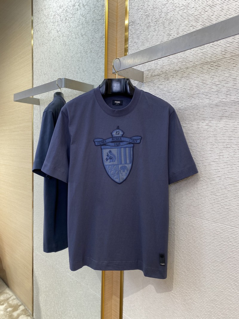 Fendi Emblem Embroidery Short Sleeve T-Shirt Navy 4