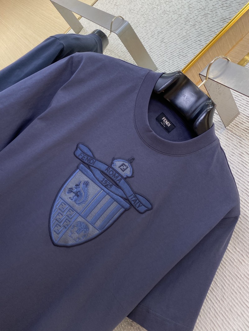 Fendi Emblem Embroidery Short Sleeve T-Shirt Navy 5