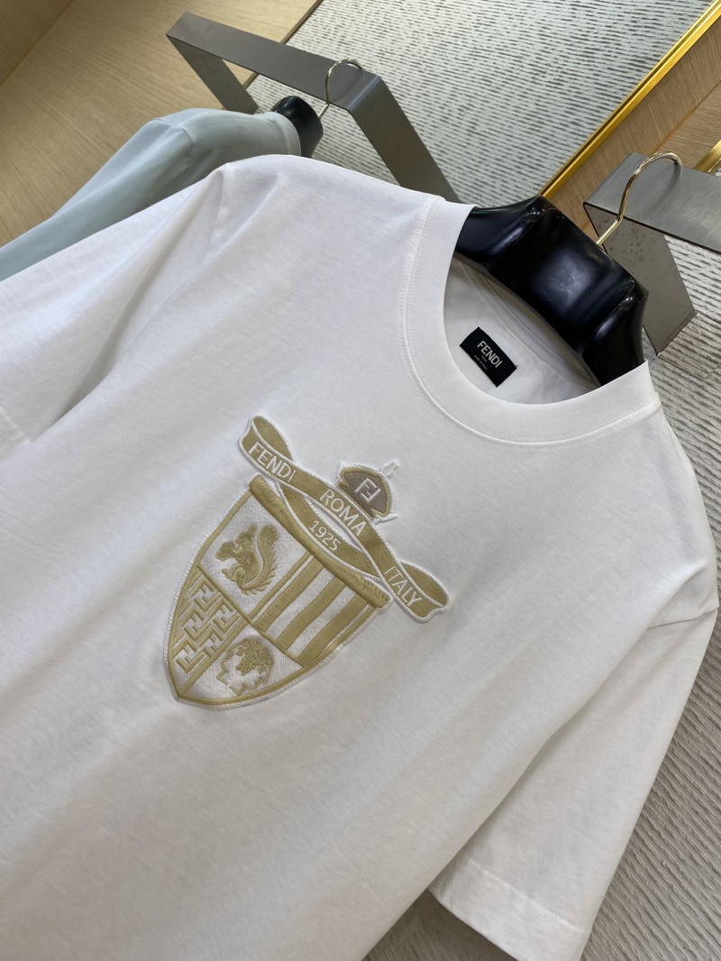 Fendi Emblem Embroidered Short Sleeve T-Shirt White 5