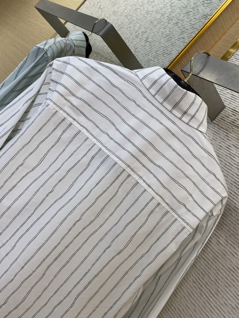 Dior logo embroidered striped lapel shirt white 6