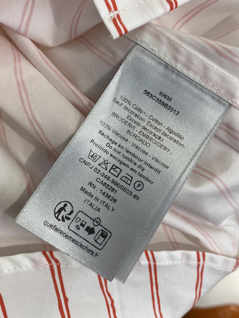 Dior logo embroidered striped lapel shirt pink 8