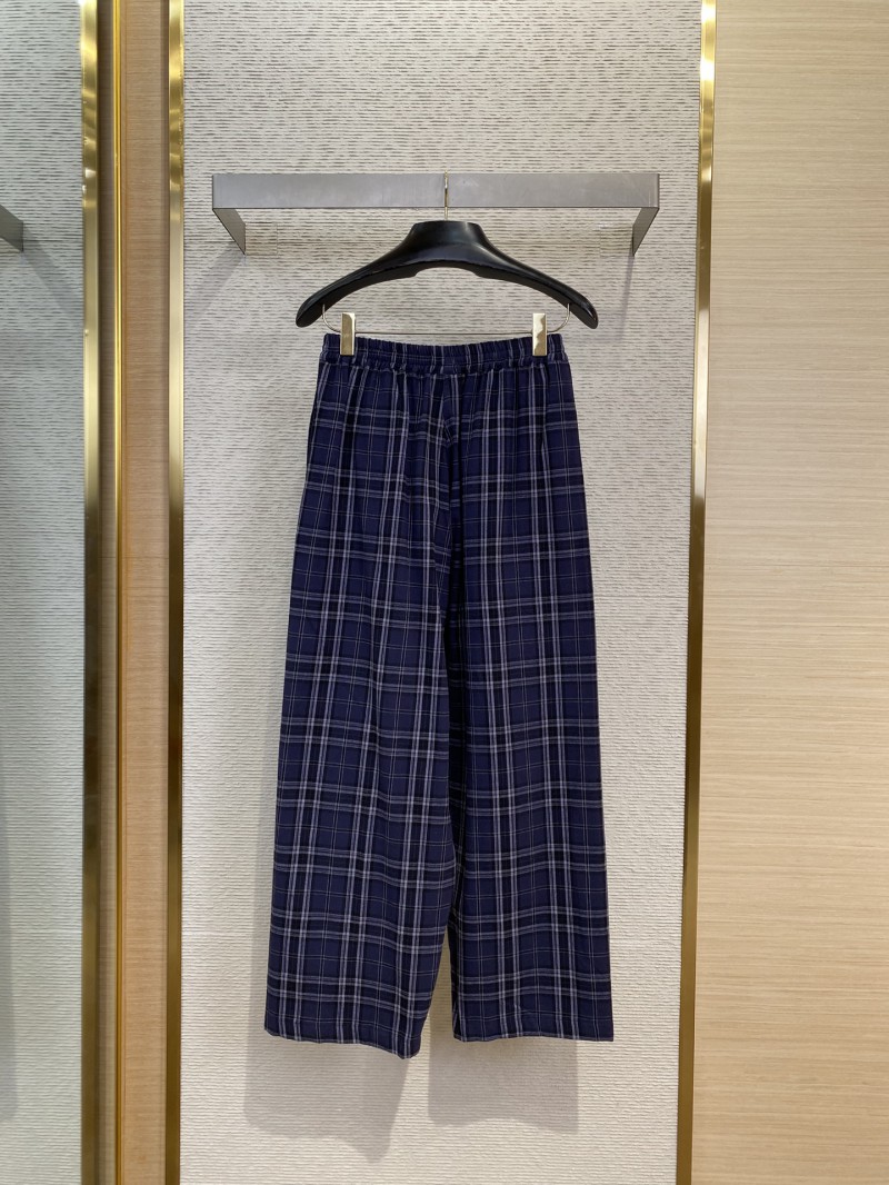 Balenciaga Logo Embroidered Check Casual Trousers 1