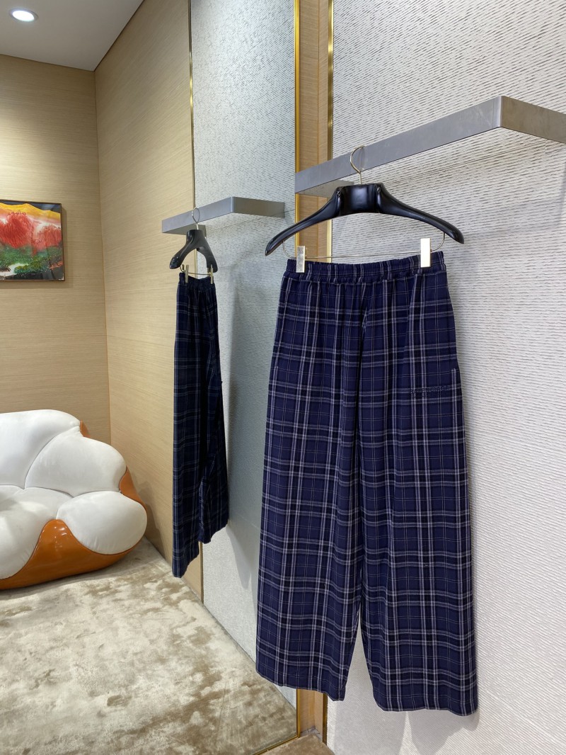 Balenciaga Logo Embroidered Check Casual Trousers 2