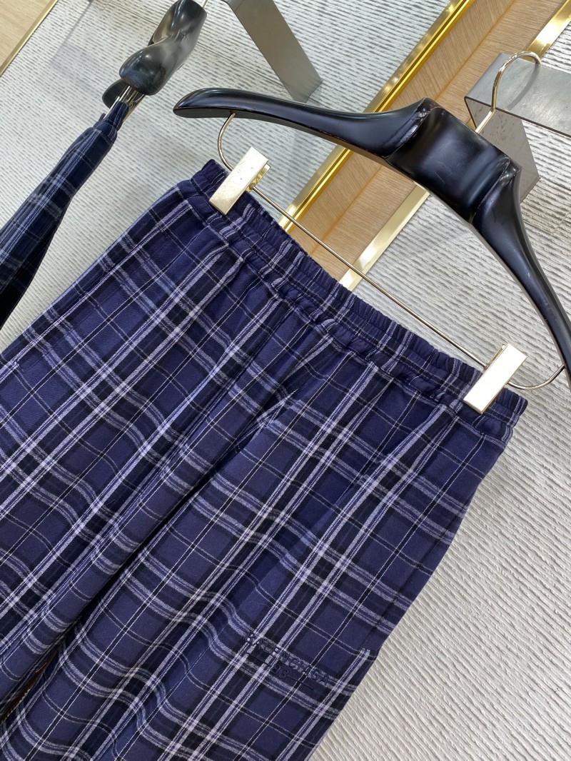 Balenciaga Logo Embroidered Check Casual Trousers 5