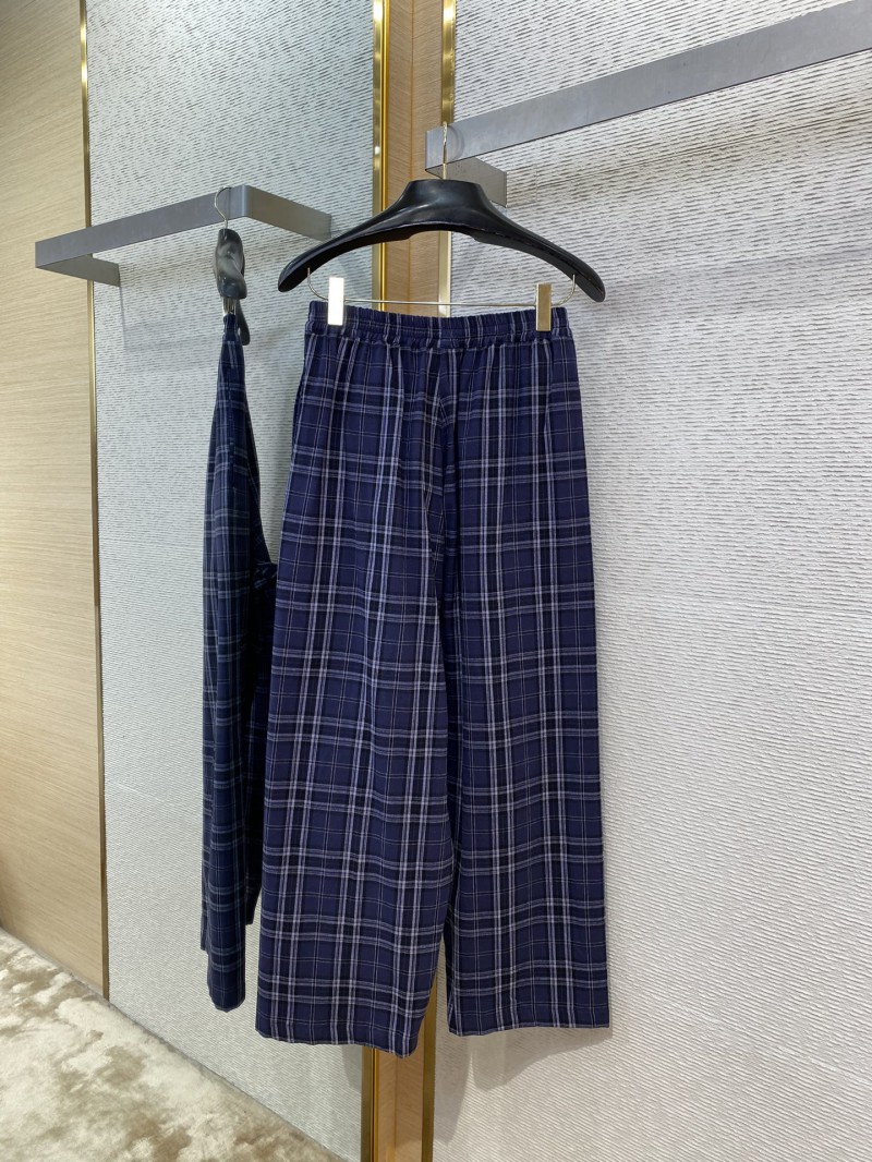 Balenciaga Logo Embroidered Check Casual Trousers 6