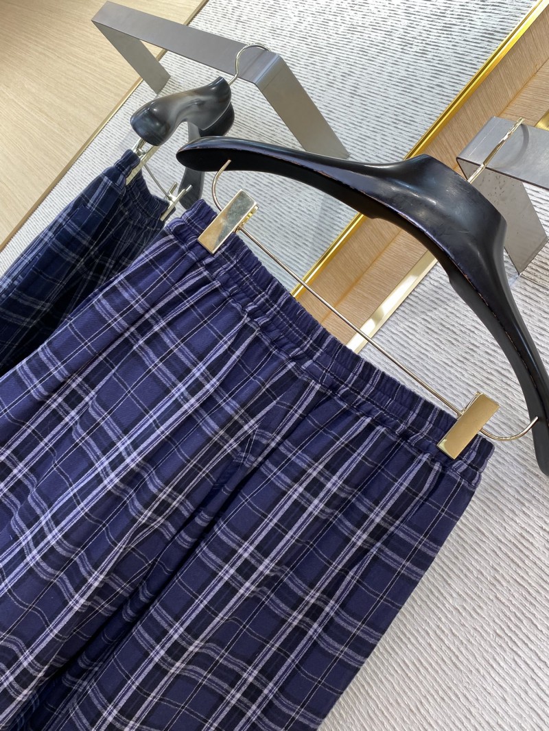 Balenciaga Logo Embroidered Check Casual Trousers 7