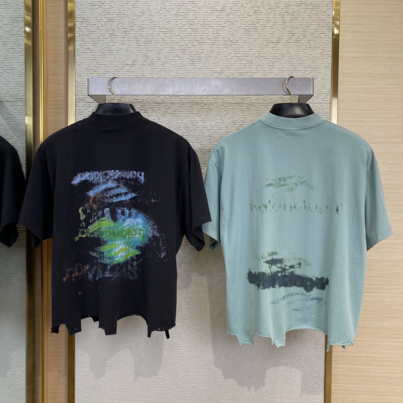 Balenciaga Blur Halo Print Short Sleeve T-Shirt Black 1