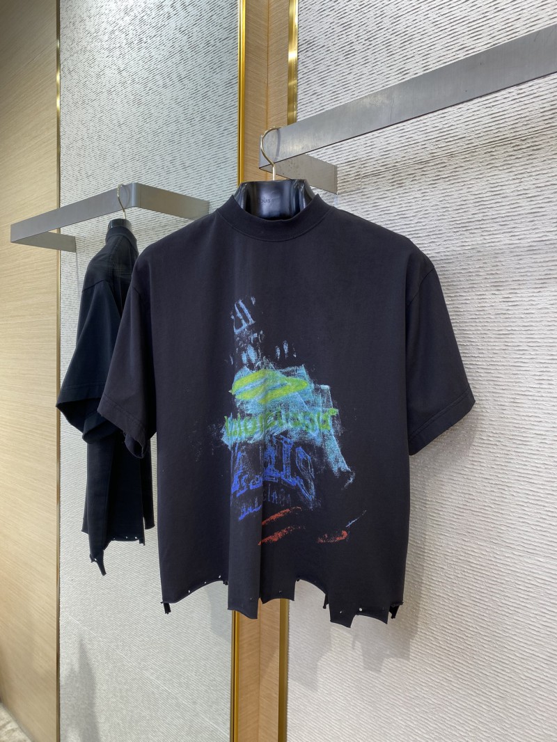 Balenciaga Blur Halo Print Short Sleeve T-Shirt Black 4