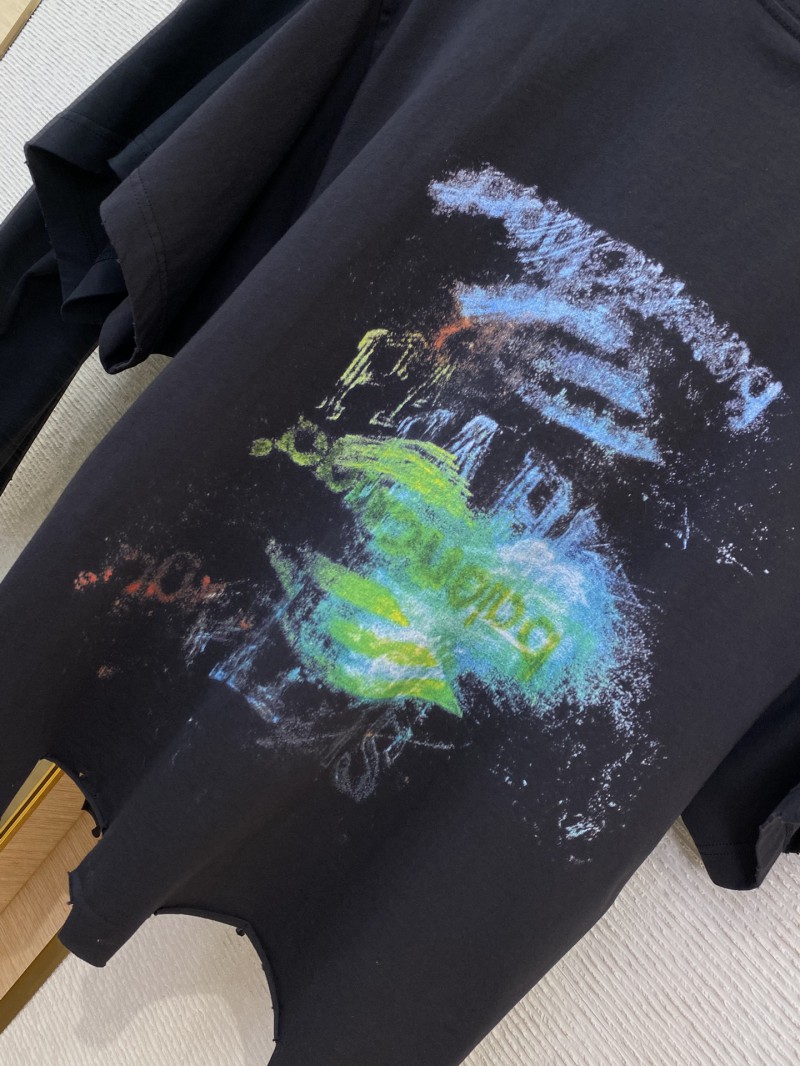 Balenciaga Blur Halo Print Short Sleeve T-Shirt Black 7