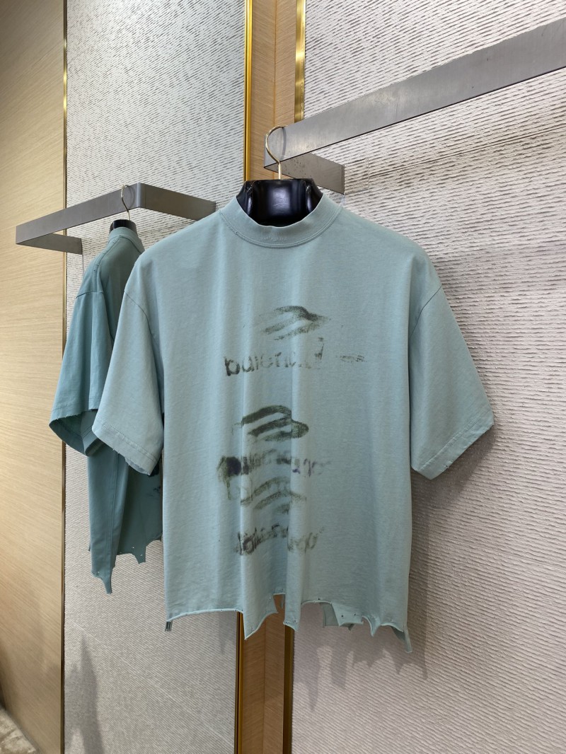 Balenciaga Blur Halo Print Short Sleeve T-Shirt Green 4