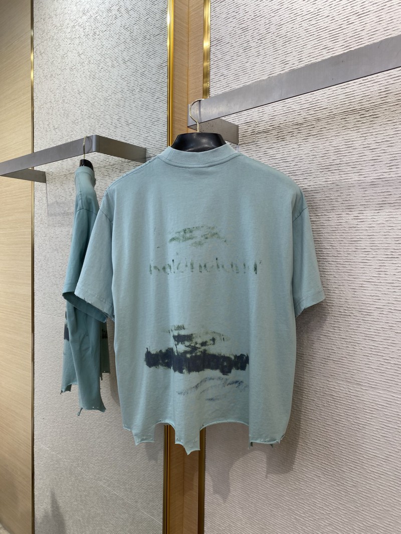Balenciaga Blur Halo Print Short Sleeve T-Shirt Green 6