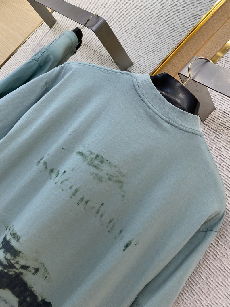 Balenciaga Blur Halo Print Short Sleeve T-Shirt Green 7