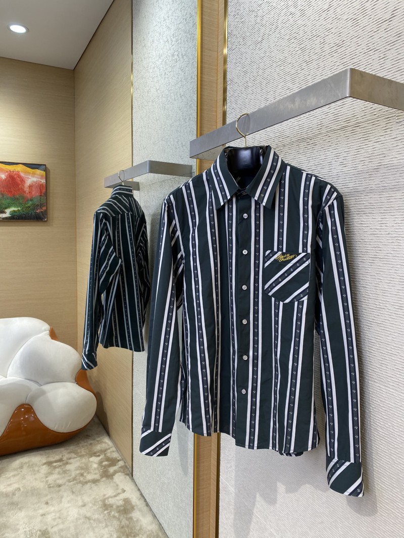 LV Striped webbed silk lapel shirt 3