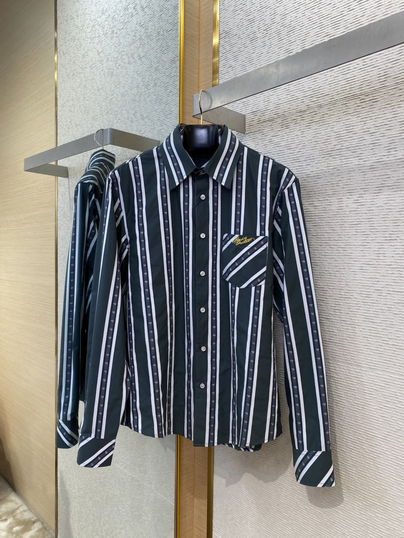 LV Striped webbed silk lapel shirt 5