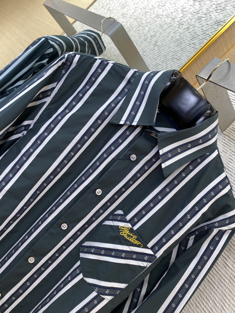 LV Striped webbed silk lapel shirt 6