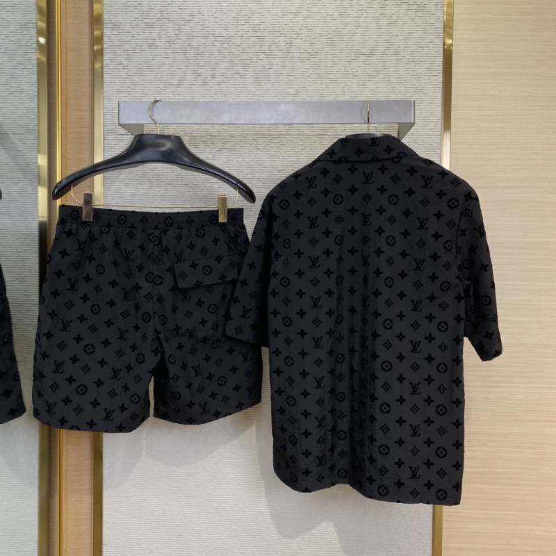 LV full print flocked shorts 1
