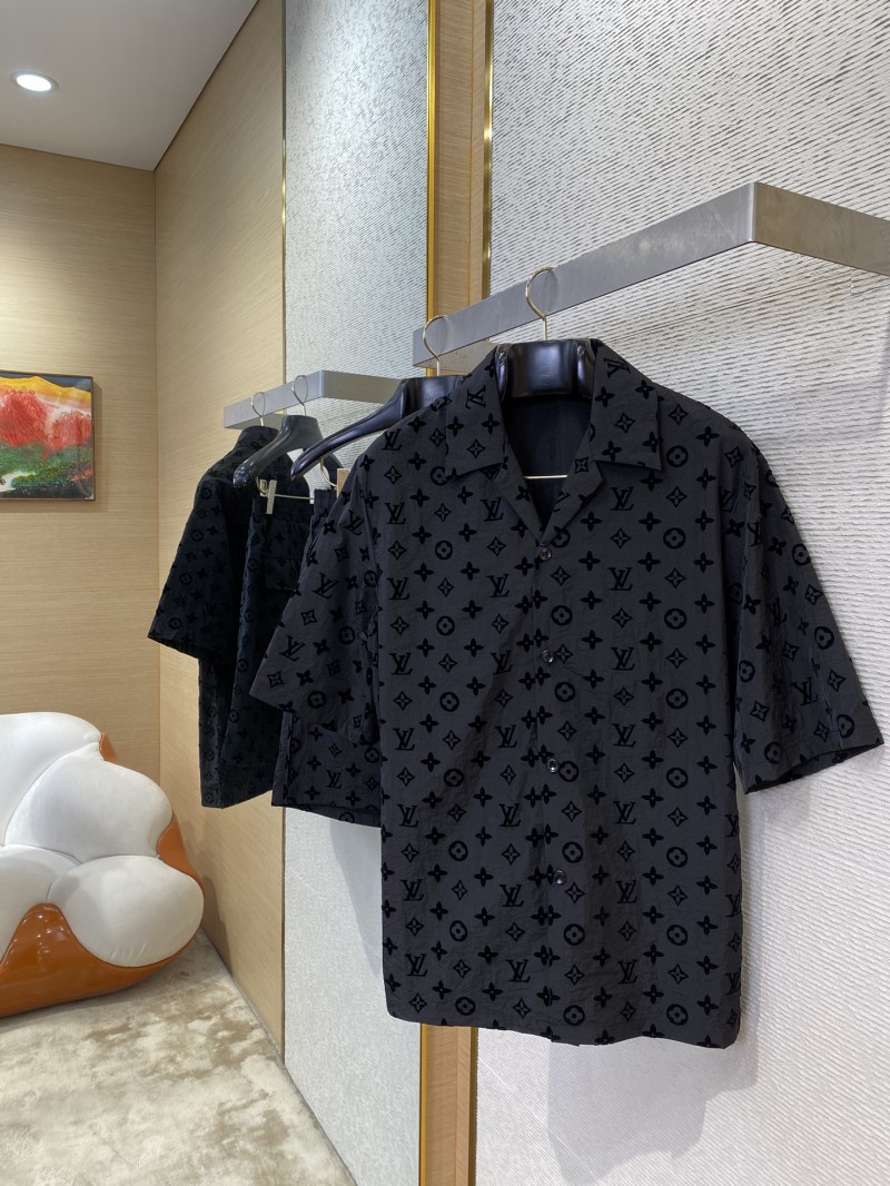 LV full print flocked shorts 2