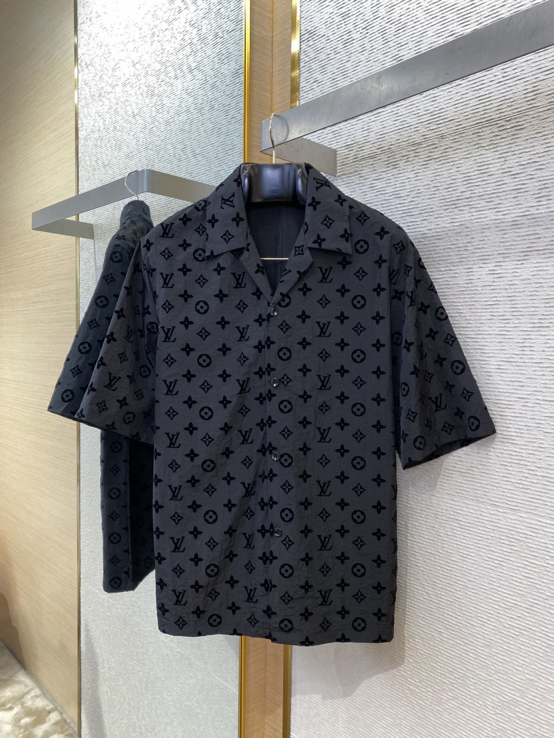 LV Full Print Flocked Short Sleeve Shirt 4