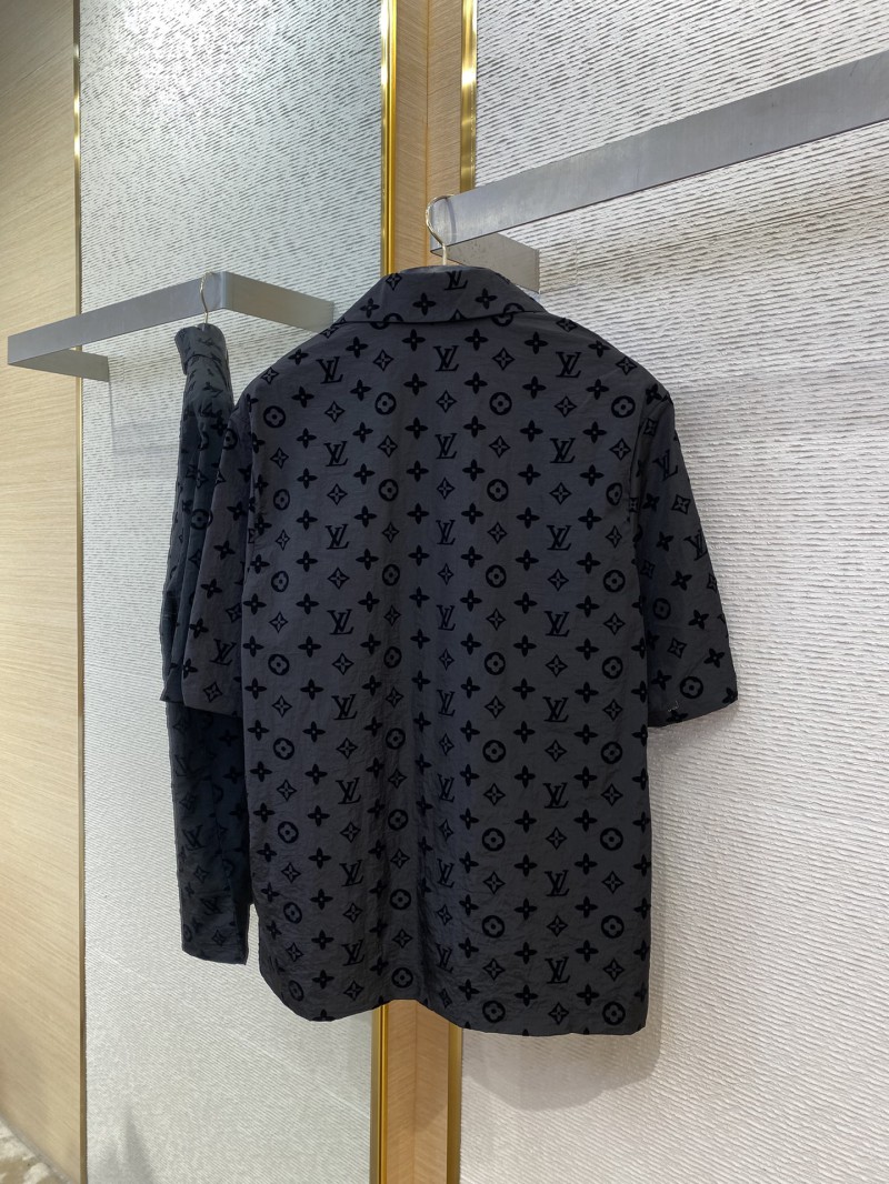 LV Full Print Flocked Short Sleeve Shirt 6