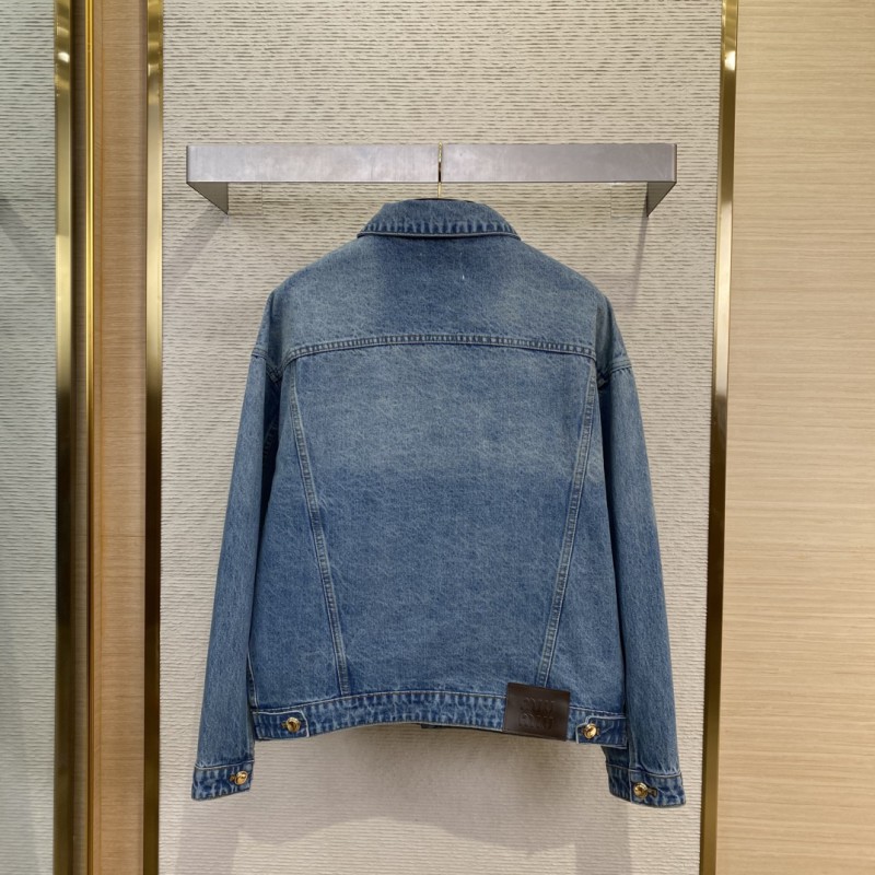 Miu Miu Patch Embroidered Denim Jacket Jacket 1