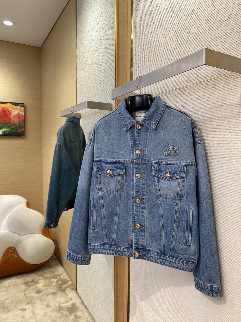 Miu Miu Patch Embroidered Denim Jacket Jacket 2