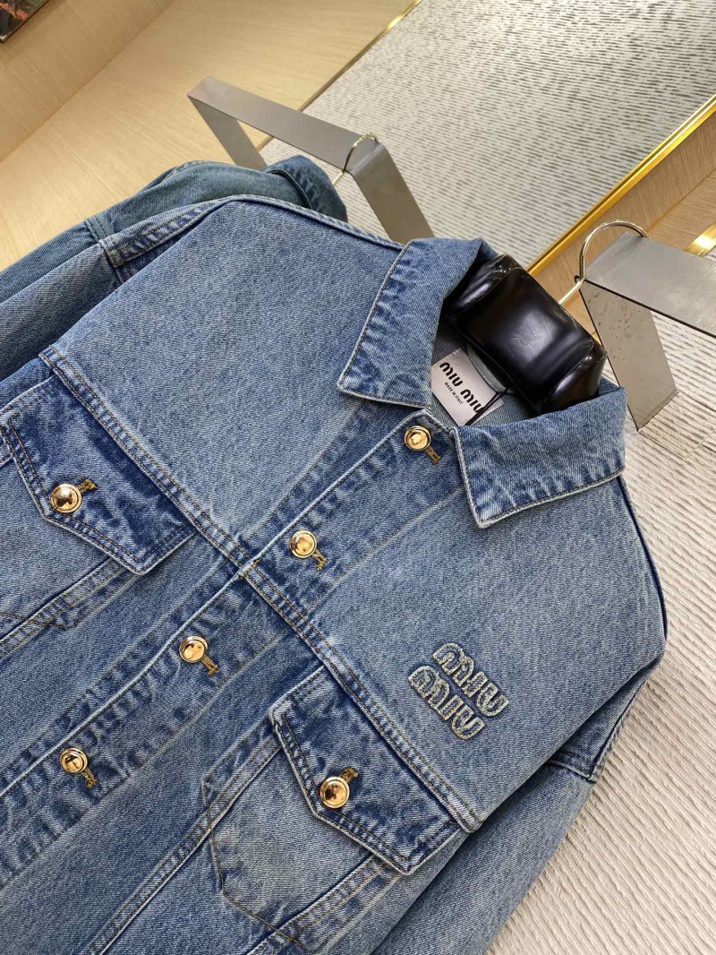 Miu Miu Patch Embroidered Denim Jacket Jacket 5