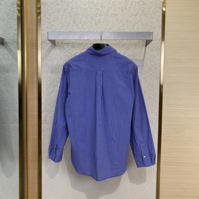 Miu Miu Logo Check Long Sleeve Shirt 1
