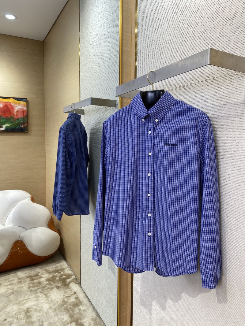 Miu Miu Logo Check Long Sleeve Shirt 2