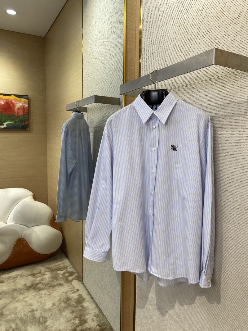 Miu Miu Logo Embroidered Check Shirt 2