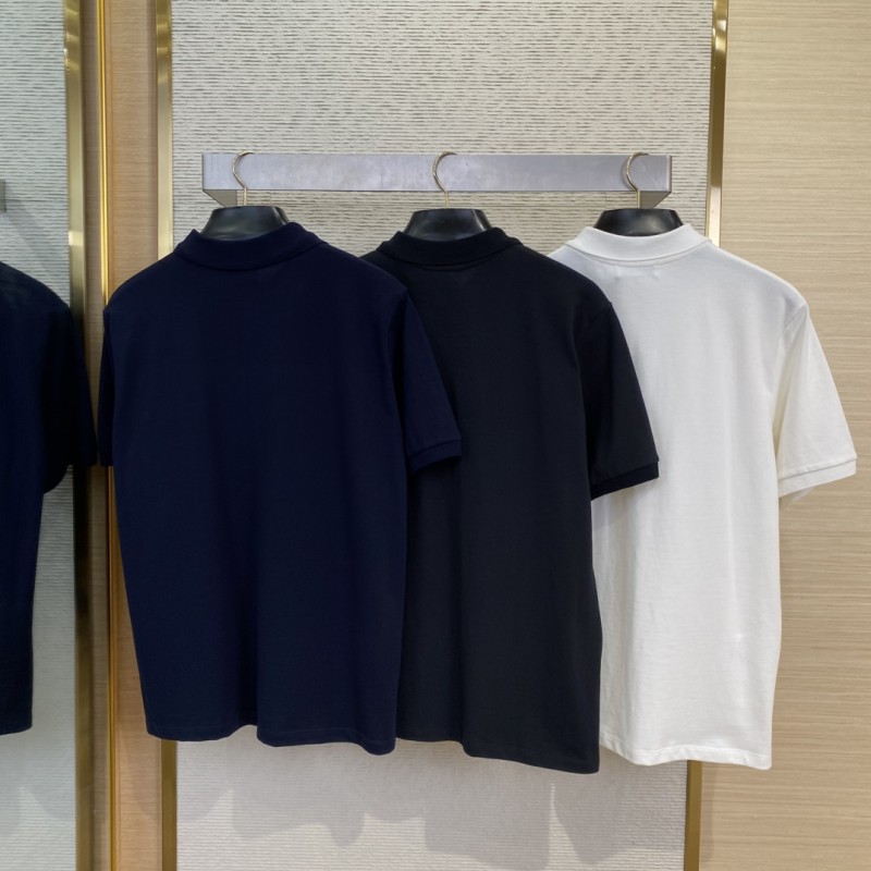 Miu Miu Logo Embroidered Polo Shirt Navy 1