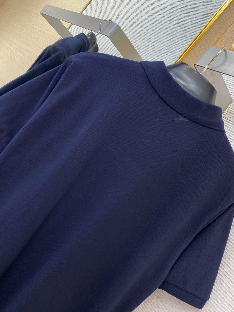 Miu Miu Logo Embroidered Polo Shirt Navy 7