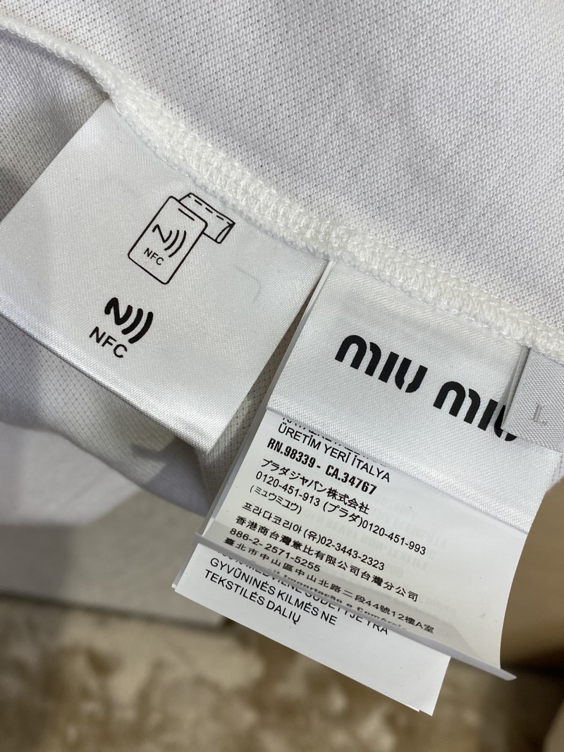 Miu Miu Logo Embroidered Polo Shirt Navy 8