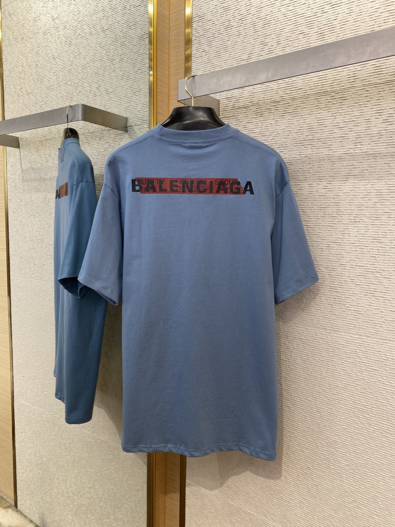 Balenciaga Tape Seal Print Short Sleeve T-Shirt Blue 6