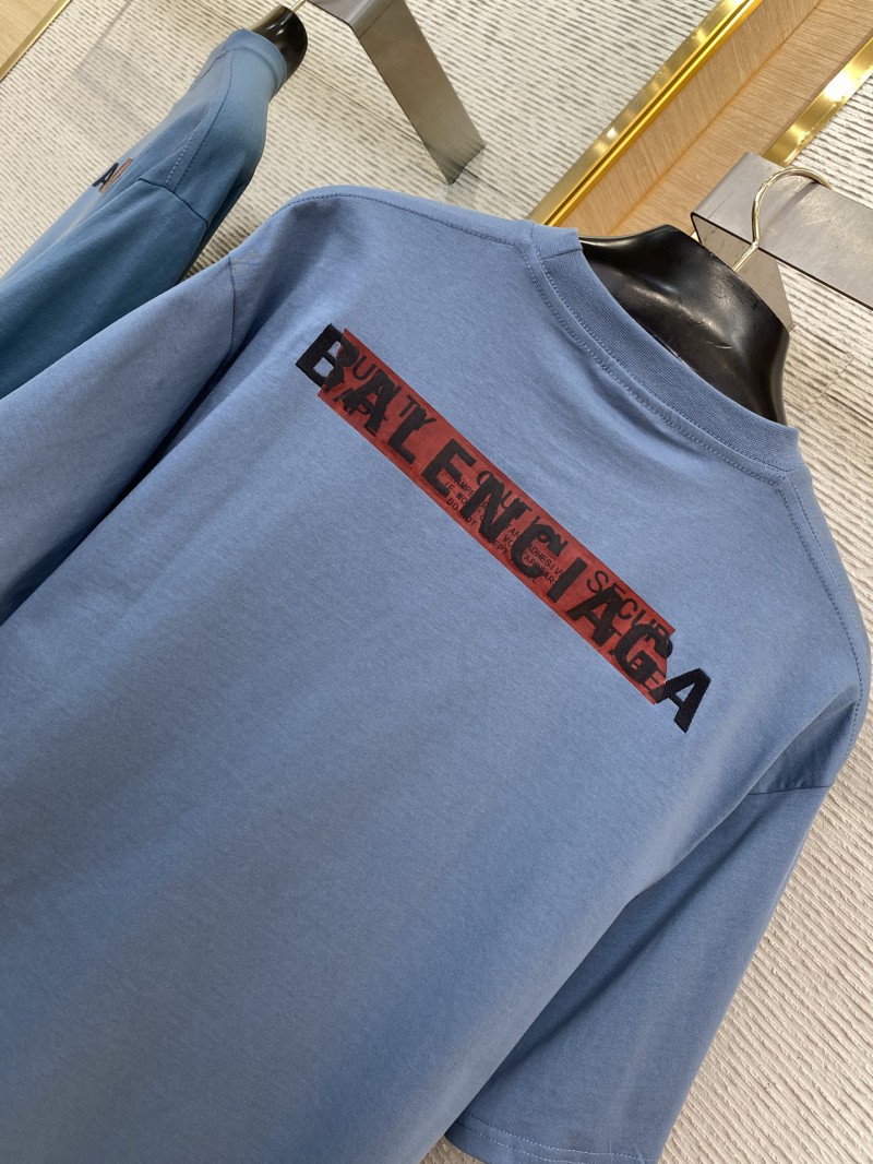 Balenciaga Tape Seal Print Short Sleeve T-Shirt Blue 7
