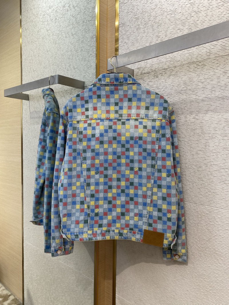 LV Colourful Checkerboard Print Denim Jacket 6