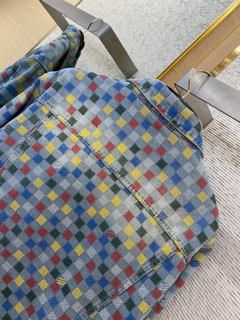 LV Colourful Checkerboard Print Denim Jacket 7